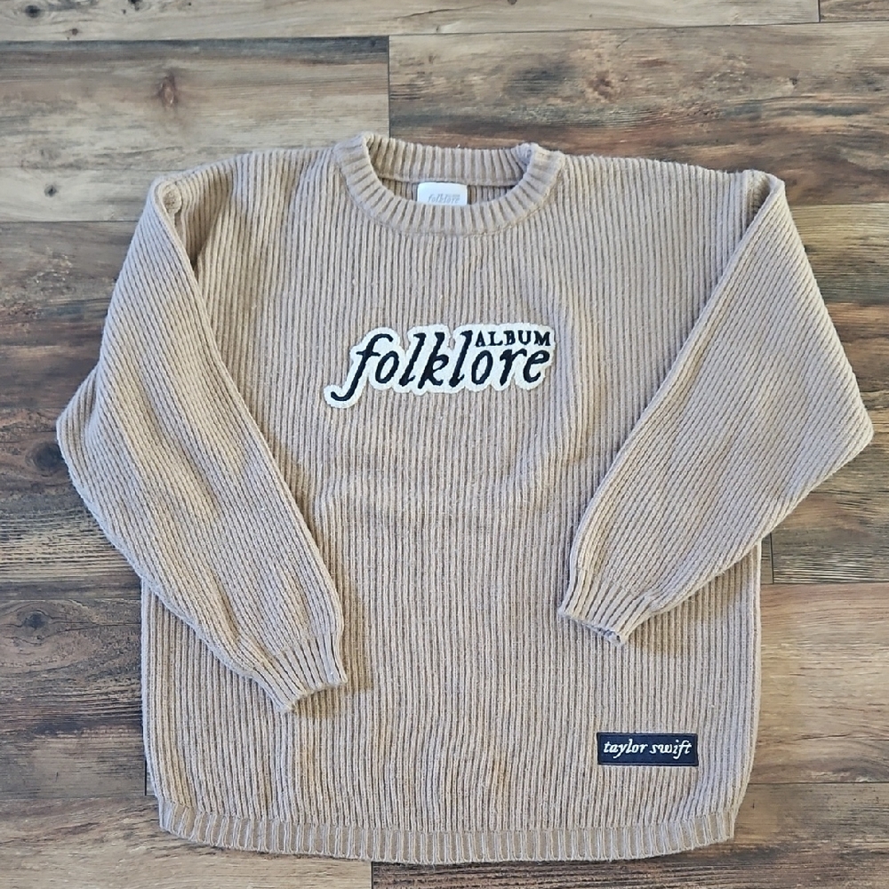 Taylor Swift Folklore Album Tan Sweater RARE- small